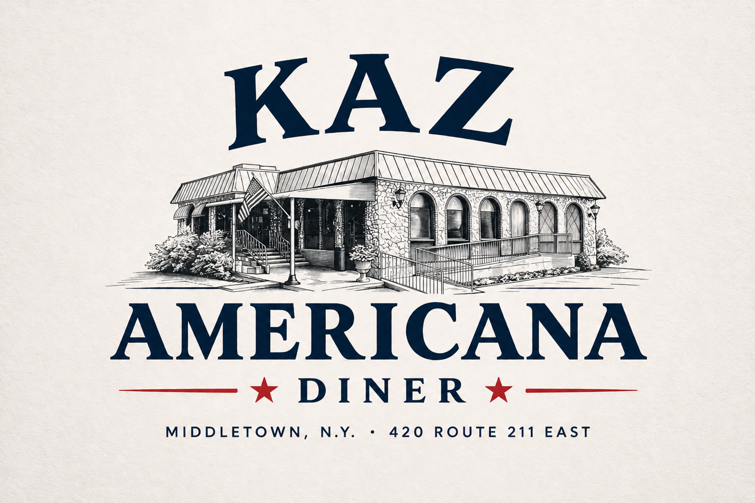 KAZ Americana logo on navy